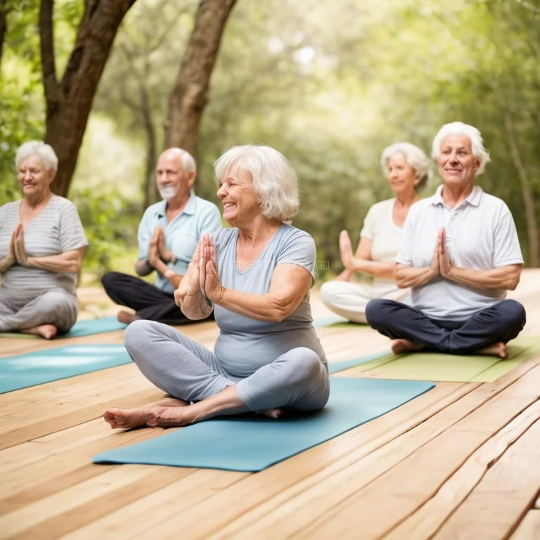Retirees enjoying peaceful meditation session