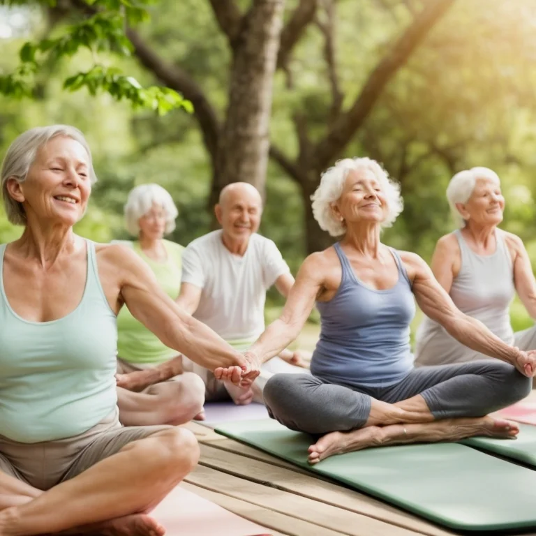 Happy retirees enjoying wellness retreat